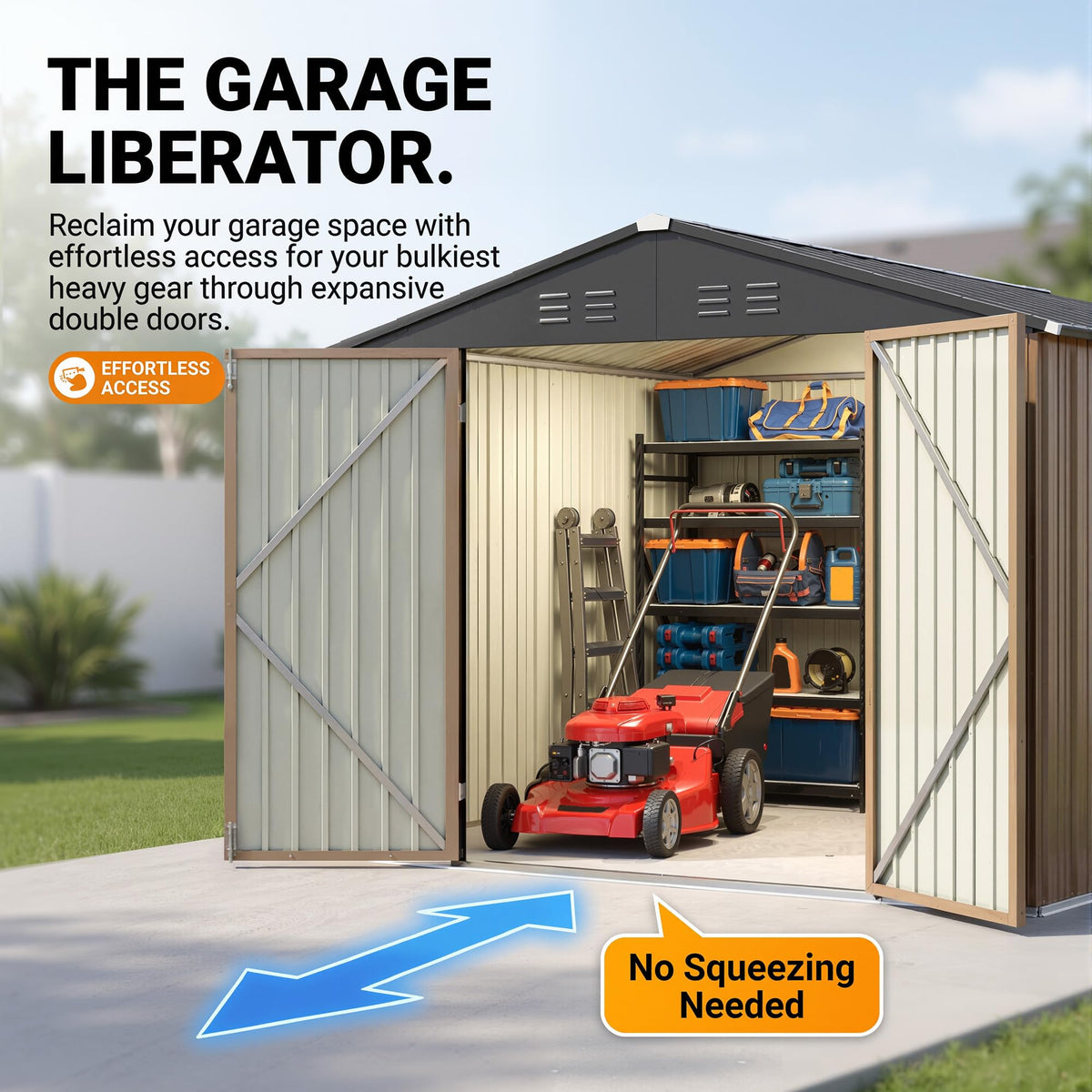 8x10 FT Metal Outdoor Storage Shed with Lockable Door G510659