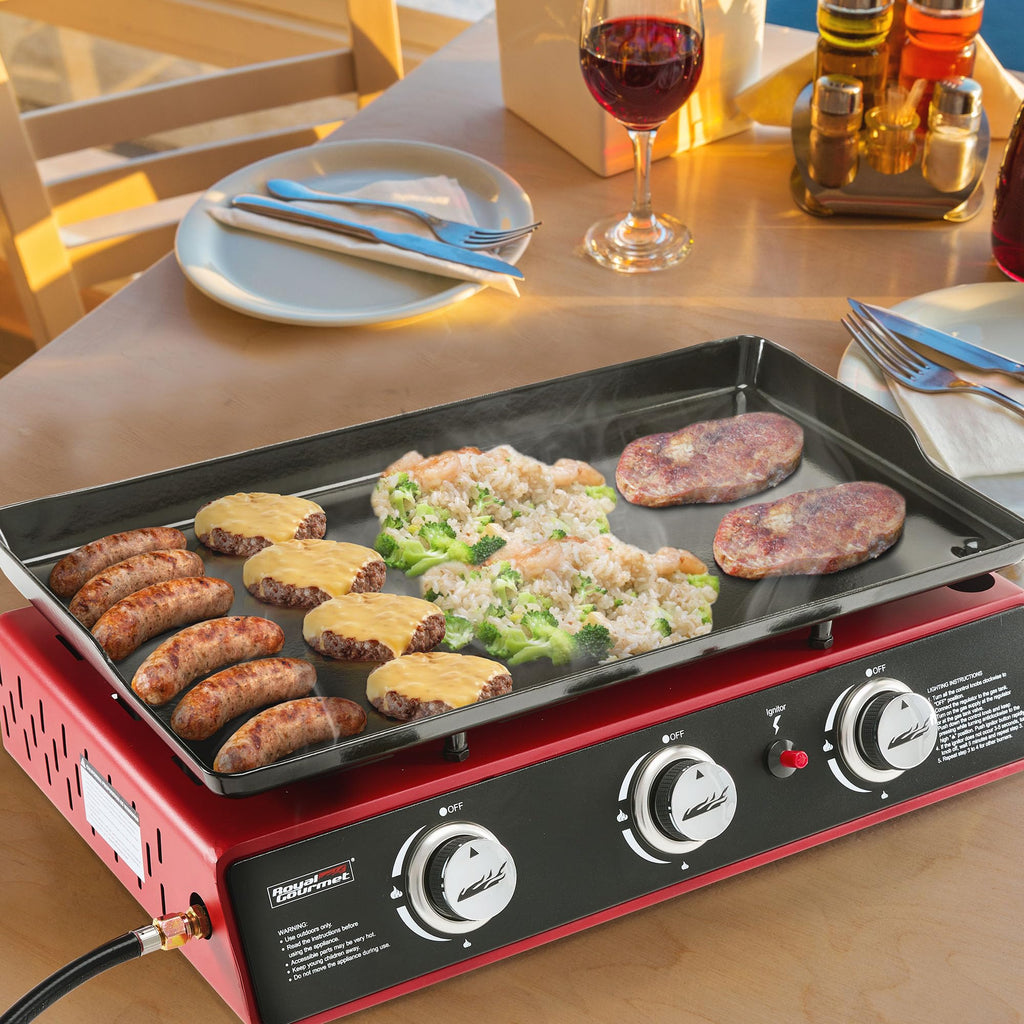 3-Burner Tabletop Propane Gas Griddle with Cover D999925