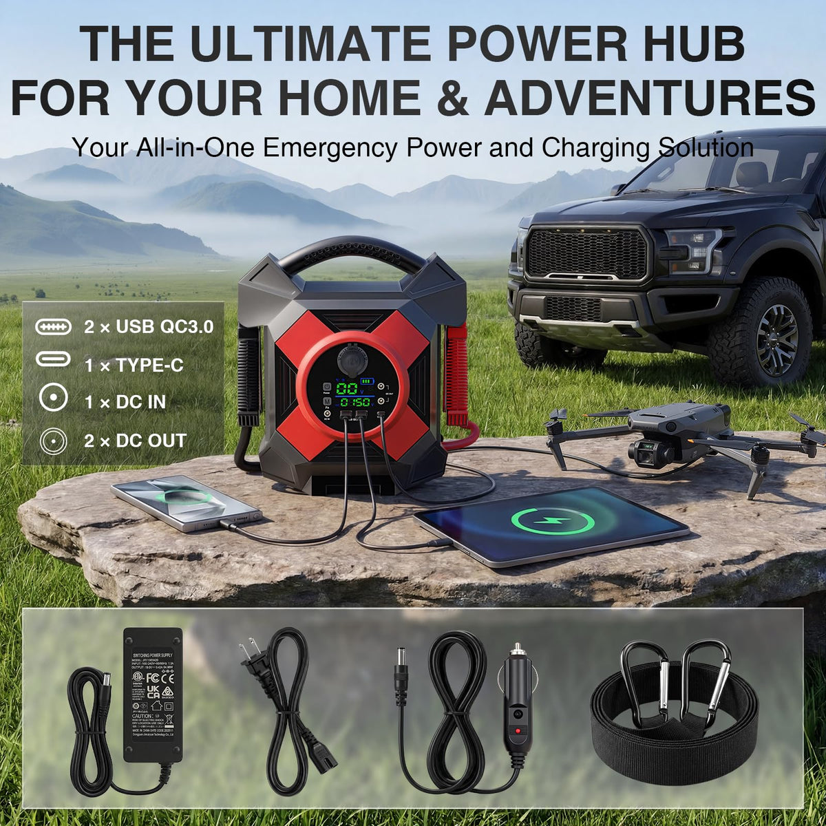 Heavy Duty Truck Jump Starter 30000A Peak 12V Lithium Battery Booster Pack V7991