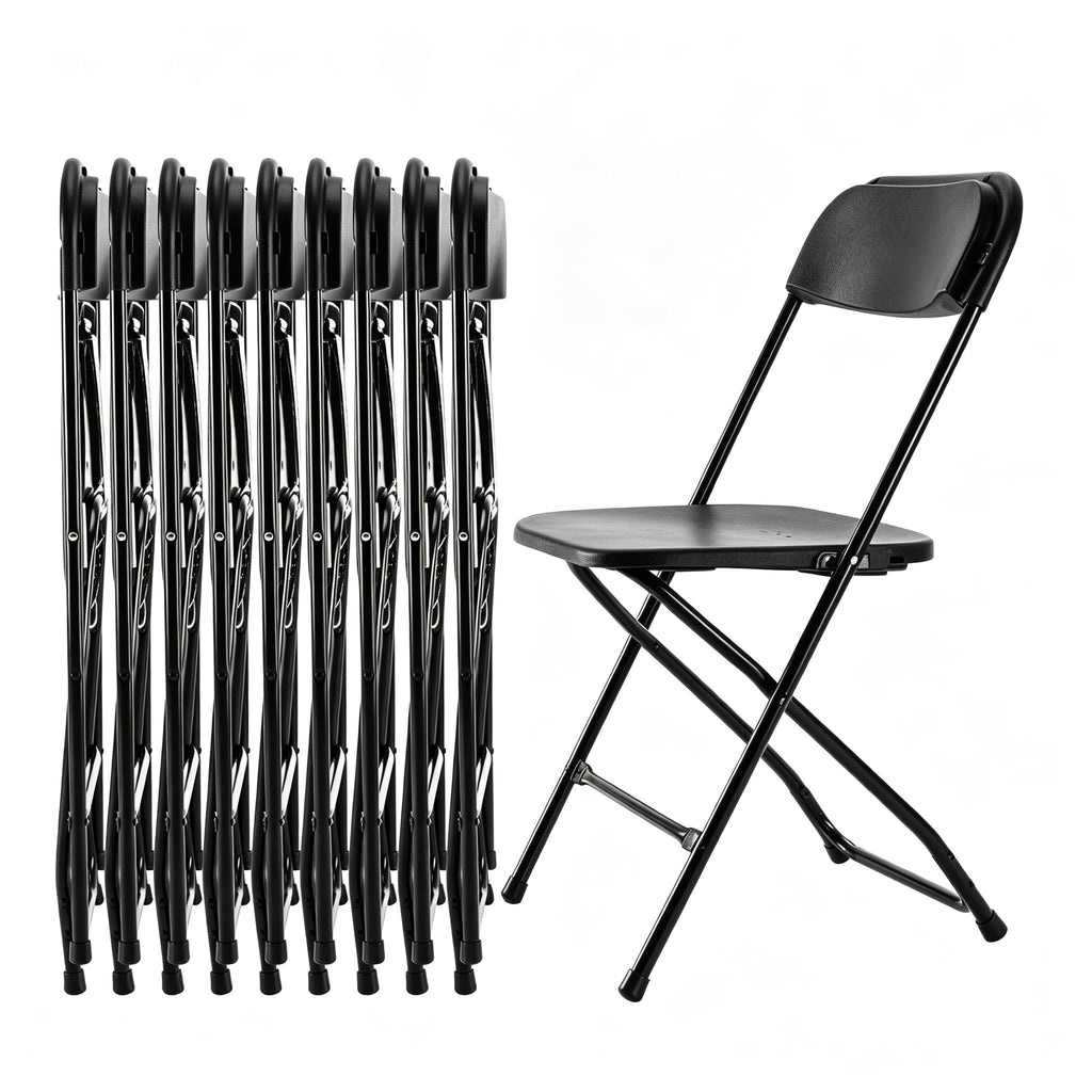 10 Pack Black Plastic Folding Chairs Y852