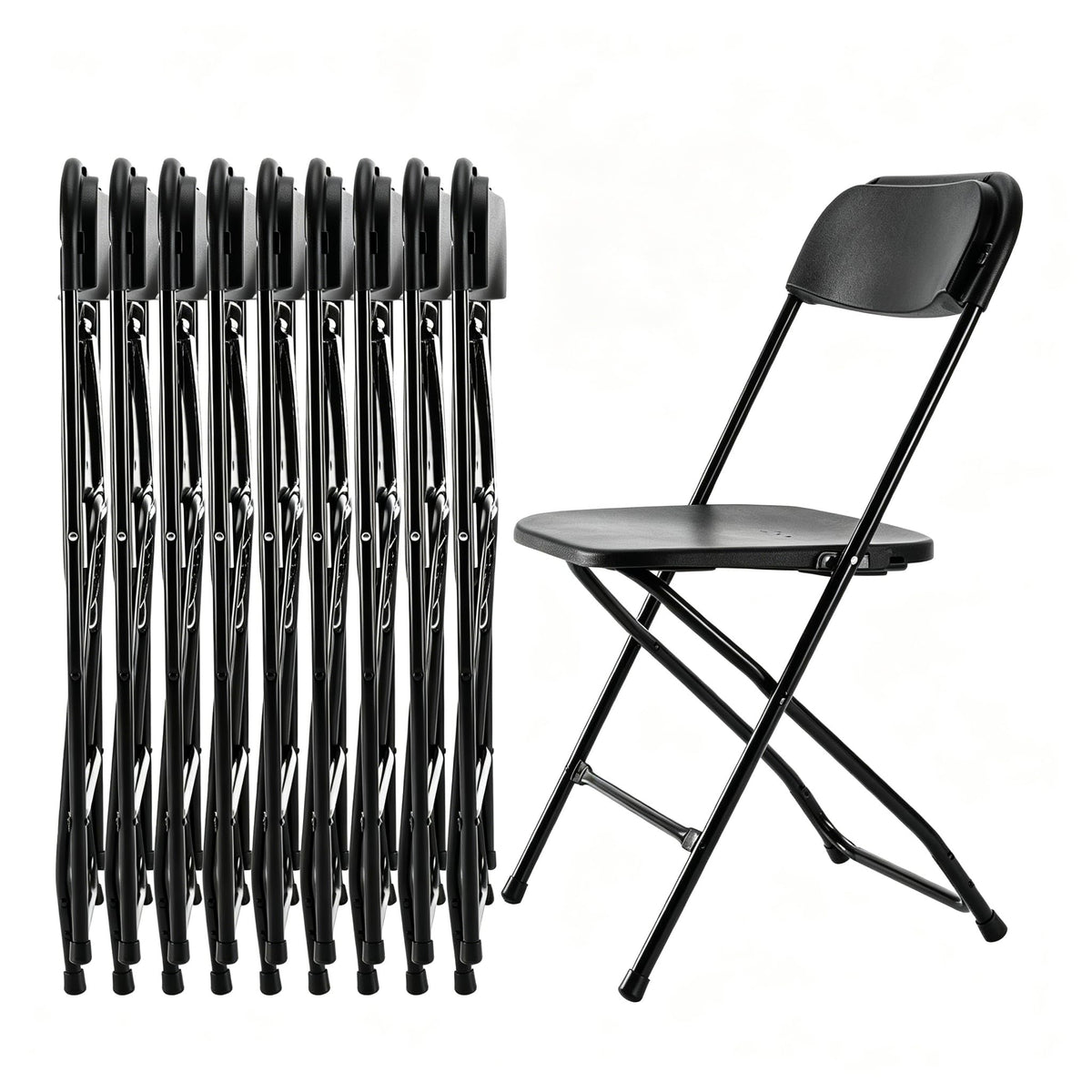 10 Pack Black Plastic Folding Chairs Y852