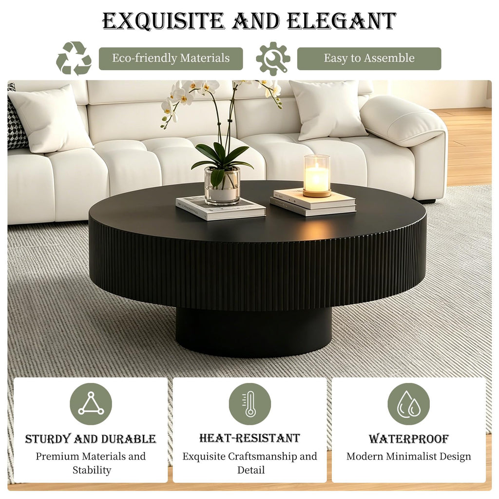 Black Round Pedestal Coffee Table D88232