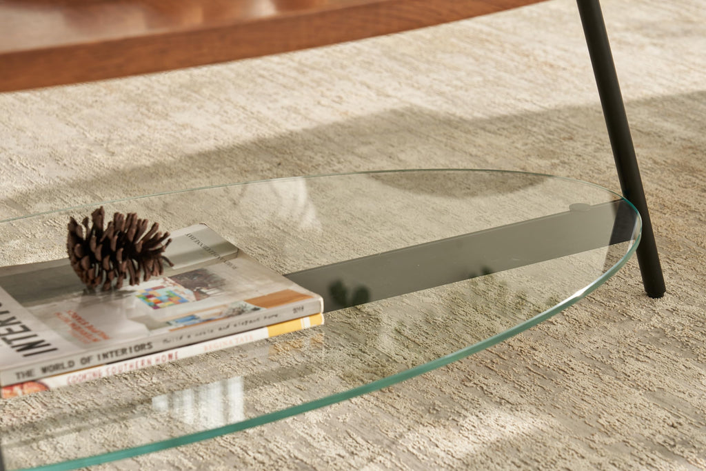 Black Walnut Glass Coffee Table B4328