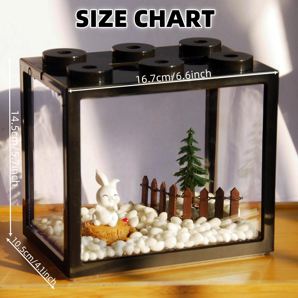 0.6 Gallon Acrylic Stackable Mini Aquarium Tank with Gravel W68354