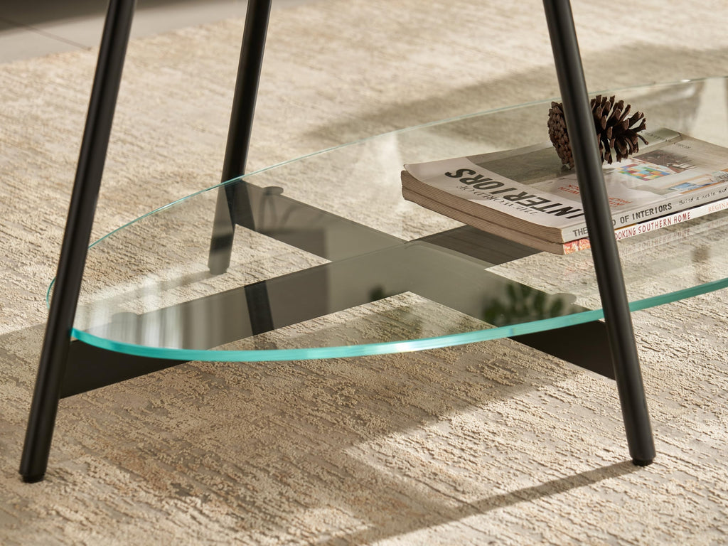 Black Walnut Glass Coffee Table B4328