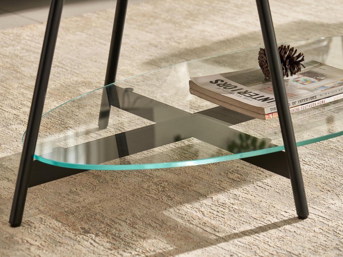 Black Walnut Glass Coffee Table B4328