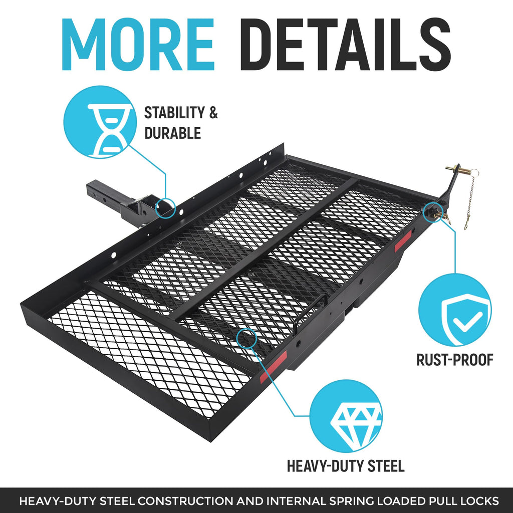 46.2 X 26.8 X 38.7 Inch Foldable Hitch Cargo Carrier with Ramp 500 Lbs H9895