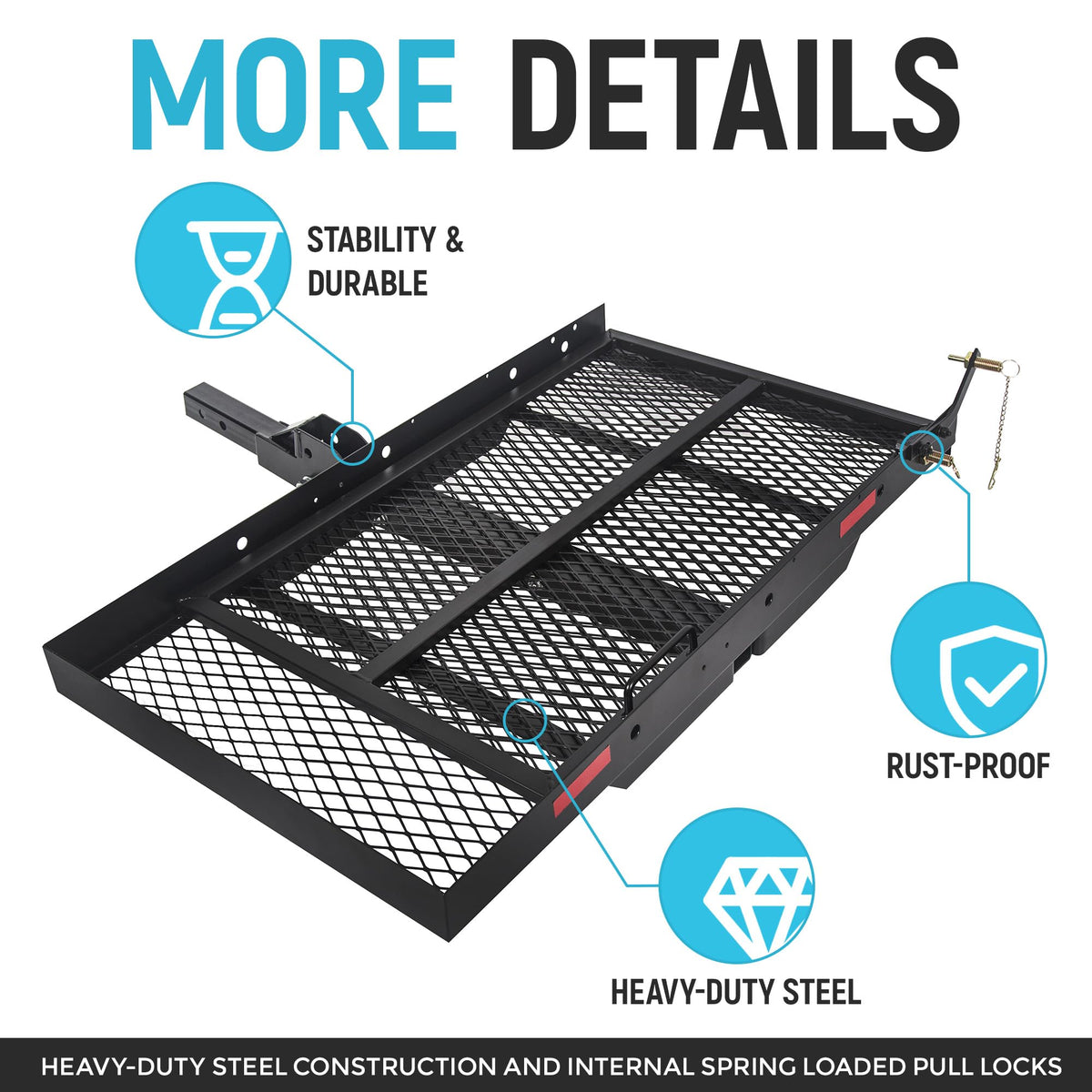 46.2 X 26.8 X 38.7 Inch Foldable Hitch Cargo Carrier with Ramp 500 Lbs H9895