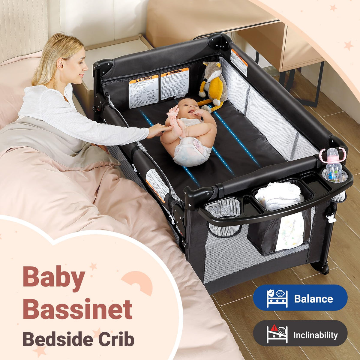 5 in 1 Adjustable Foldable Playard with Changing Table W31950