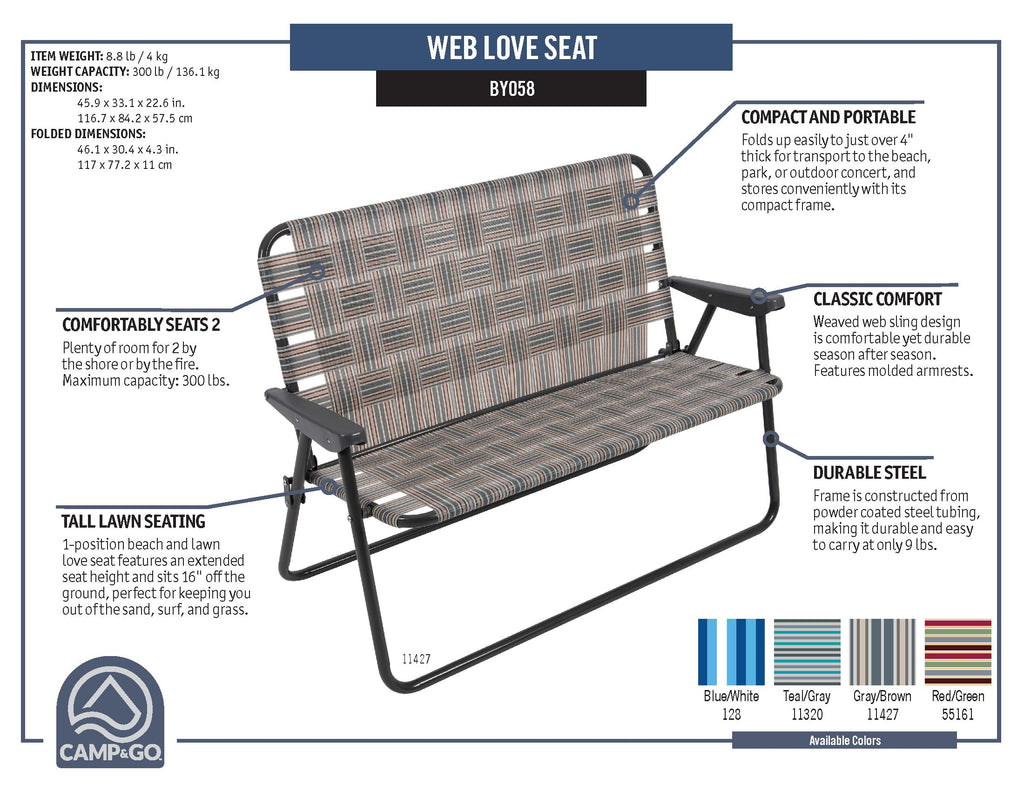 Blue/White Double-Wide Folding Web Lawn Chair R691
