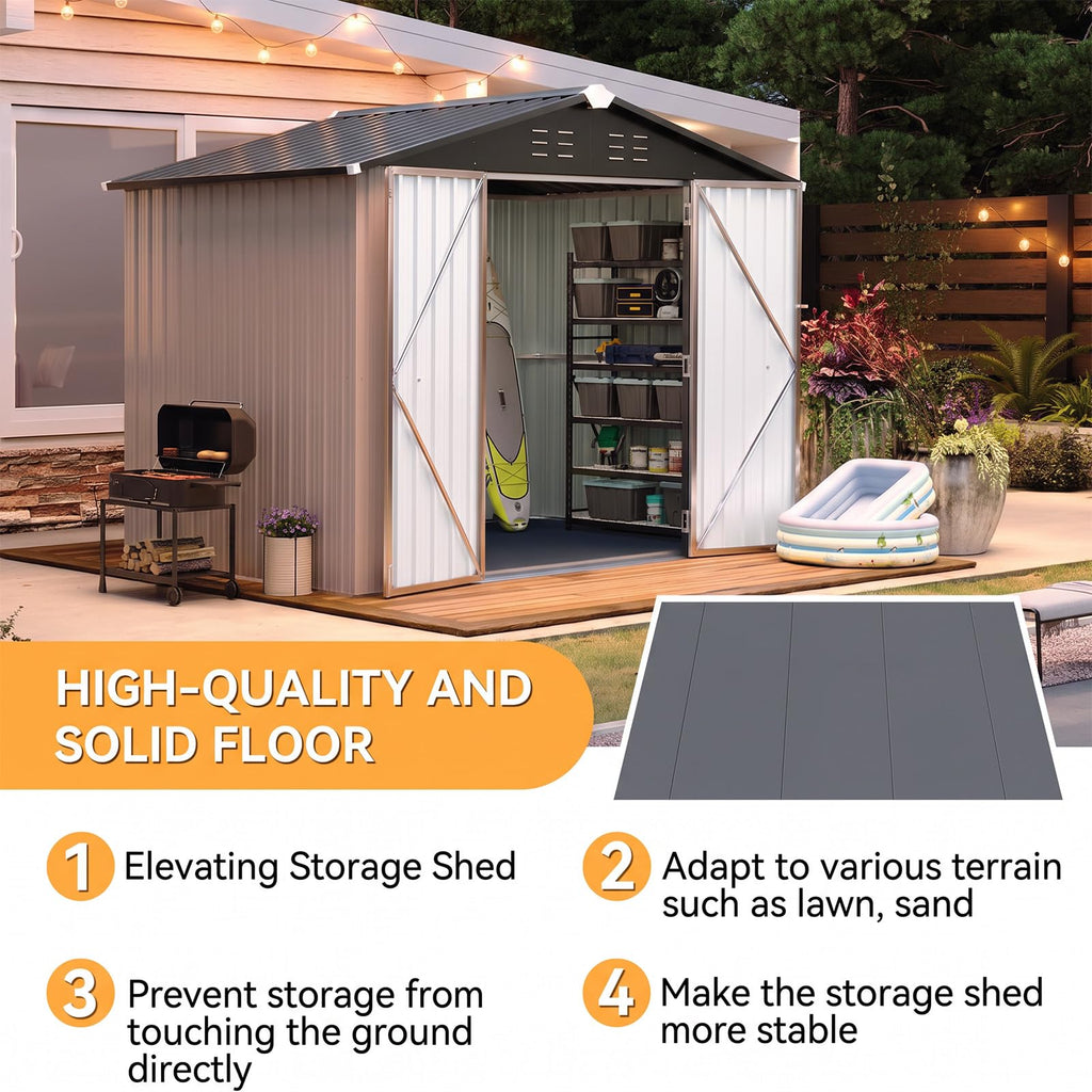 Brown Galvanized Steel Outdoor Storage Shed M913366