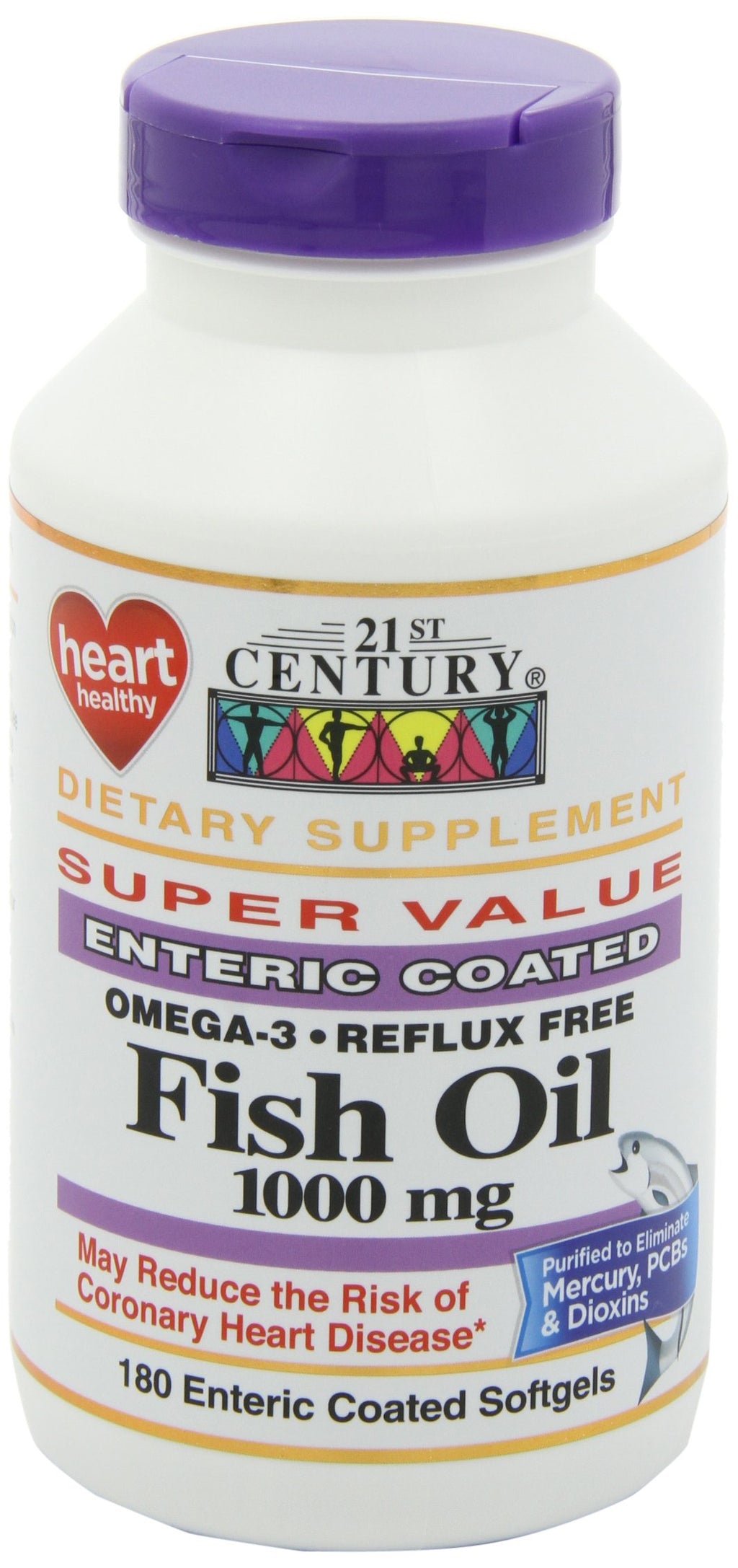 Fish Oil 1000 mg Enteric Coated Softgels 180-Count Pack of 2 B740
