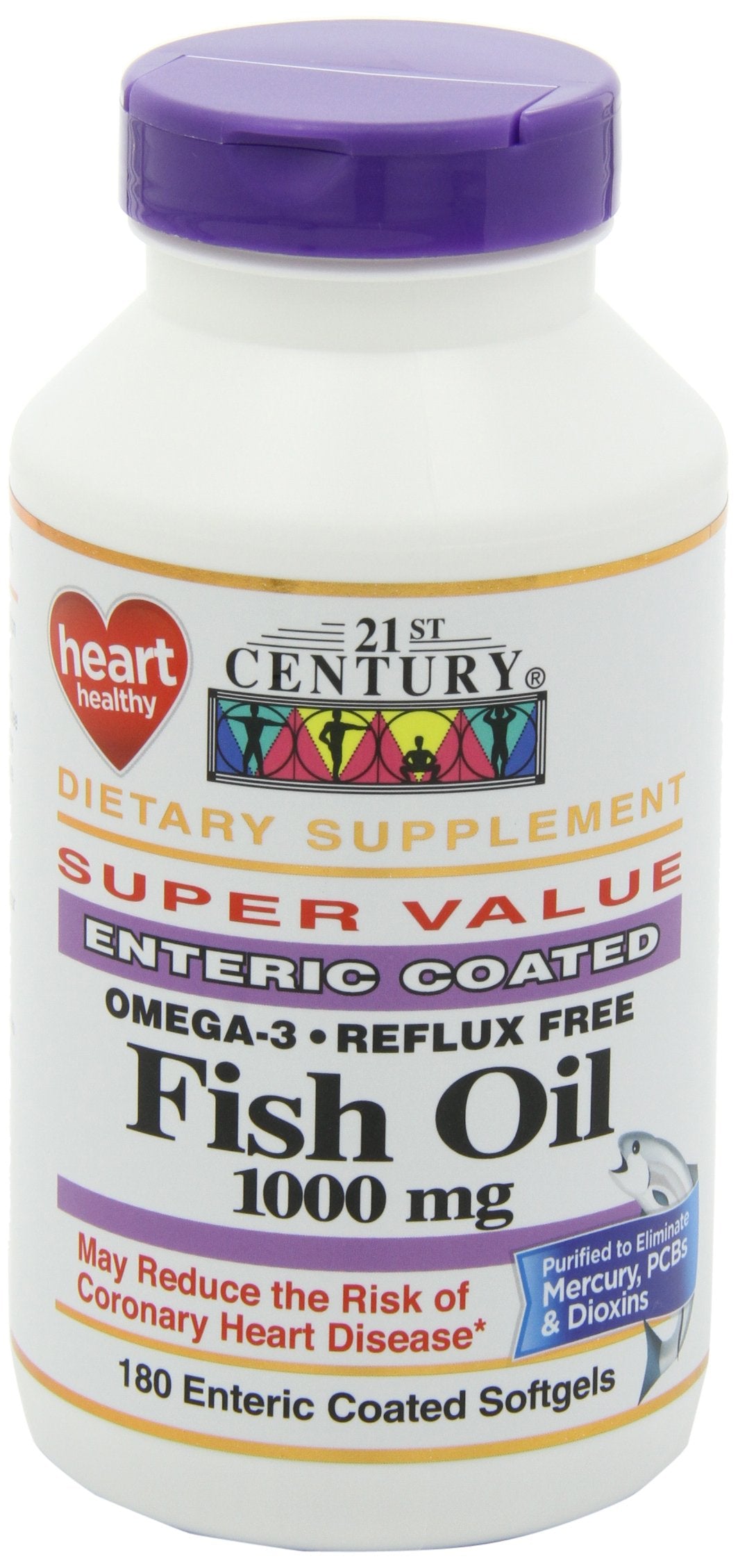 Fish Oil 1000 mg Enteric Coated Softgels 180-Count Pack of 2 B740
