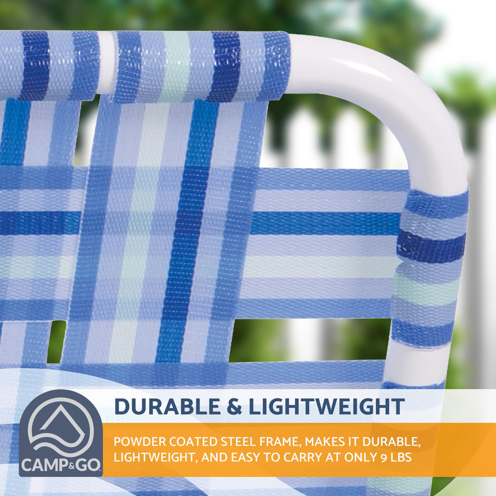Blue/White Double-Wide Folding Web Lawn Chair R691