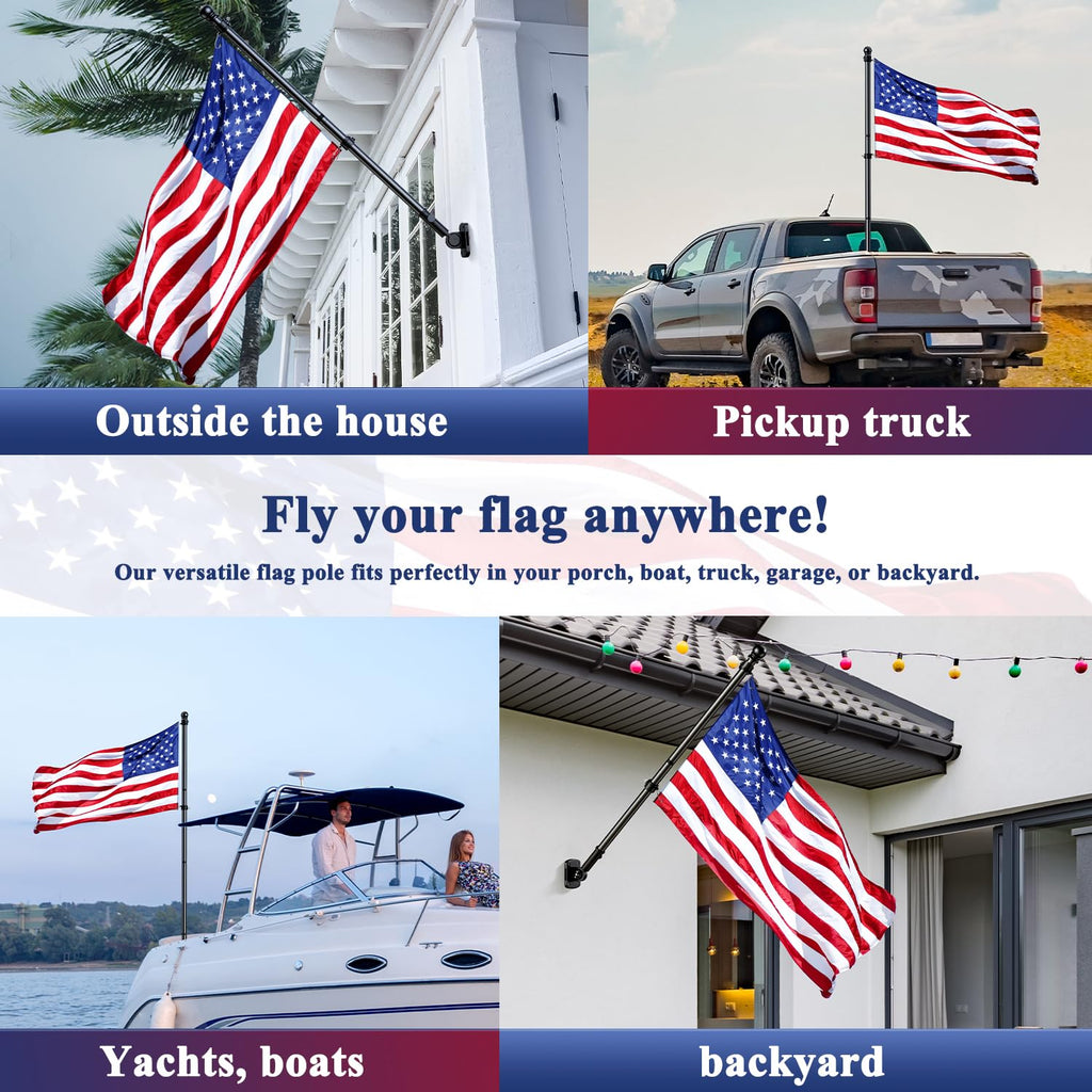 Tangle Free Stainless Steel Flag Pole Kit with Bracket N1832
