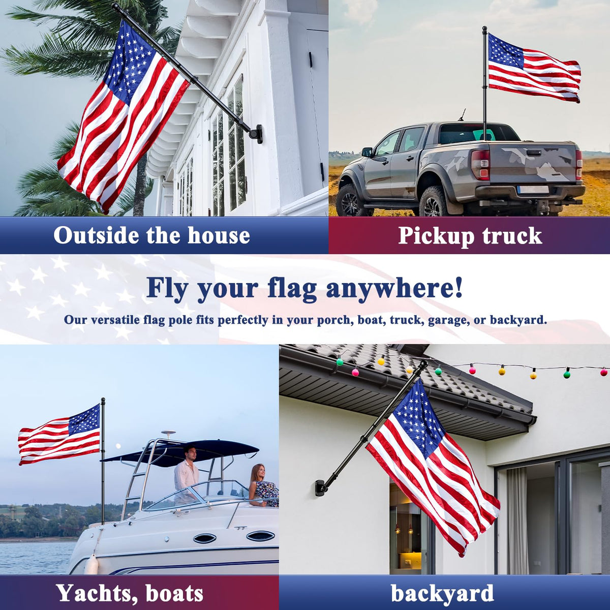 Tangle Free Stainless Steel Flag Pole Kit with Bracket N1832