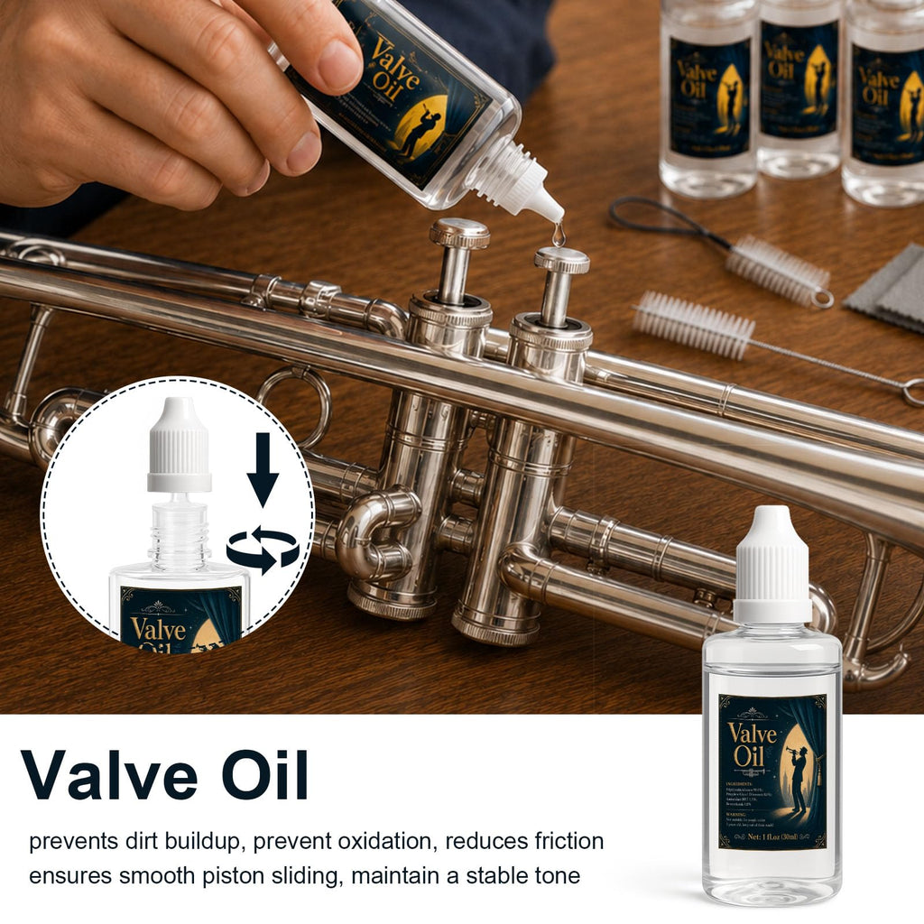 12 Pc Trumpet Cleaning Care Kit with Valve Oil, Grease, Brush J105660