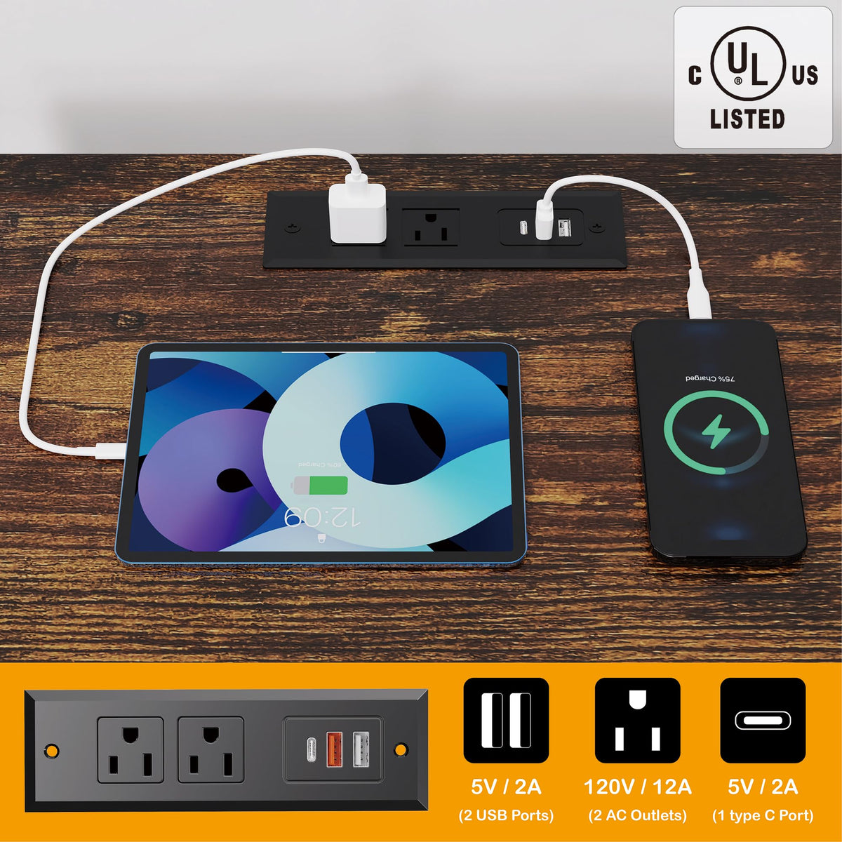 Brown 3 Drawer Fabric Dresser with Hanging Rack N491