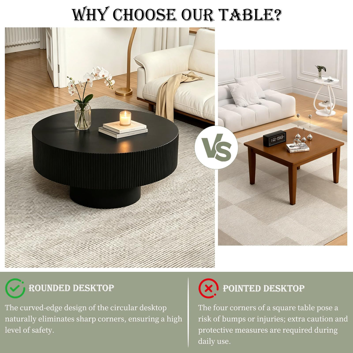 Black Round Pedestal Coffee Table D88232