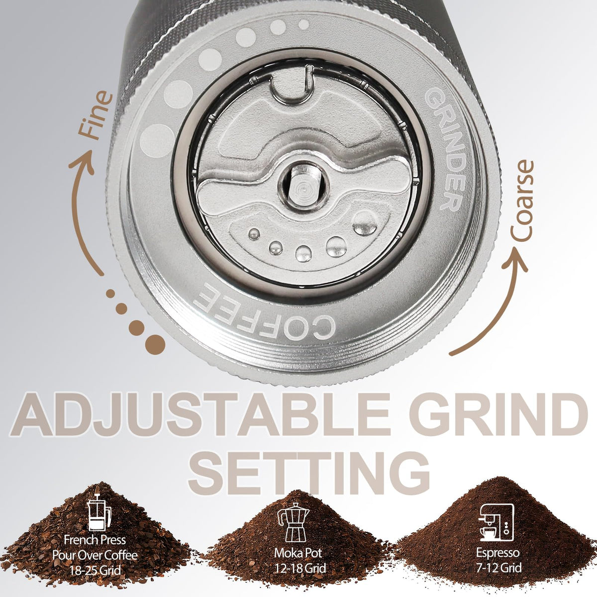 Manual Coffee Grinder with 25 Level Stainless Steel Conical Burr W6090
