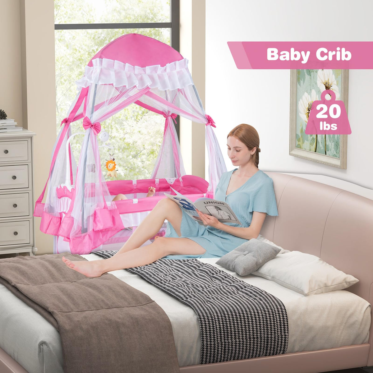 4-in-1 Baby Playard with Bassinet, Changing Table and Carry Bag S4781