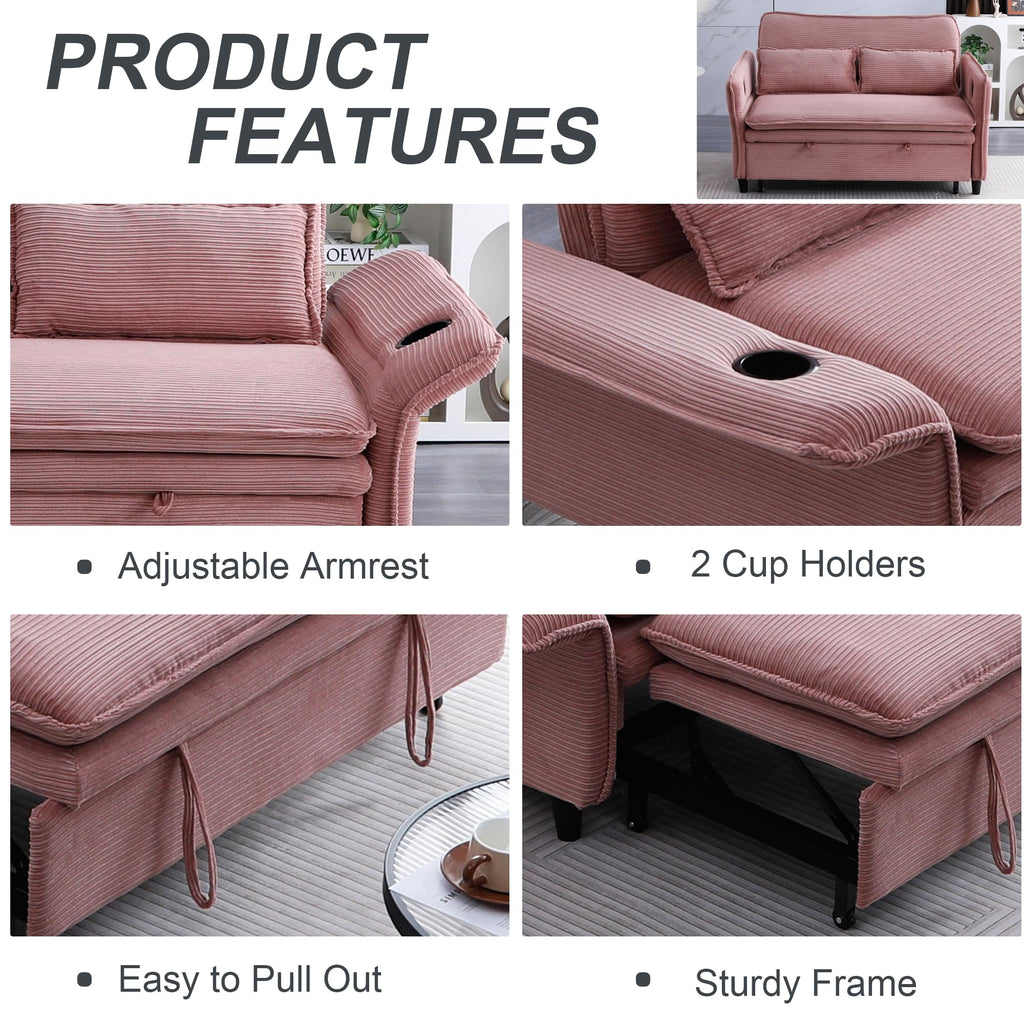 Pink Convertible Sleeper Sofa Bed D853388
