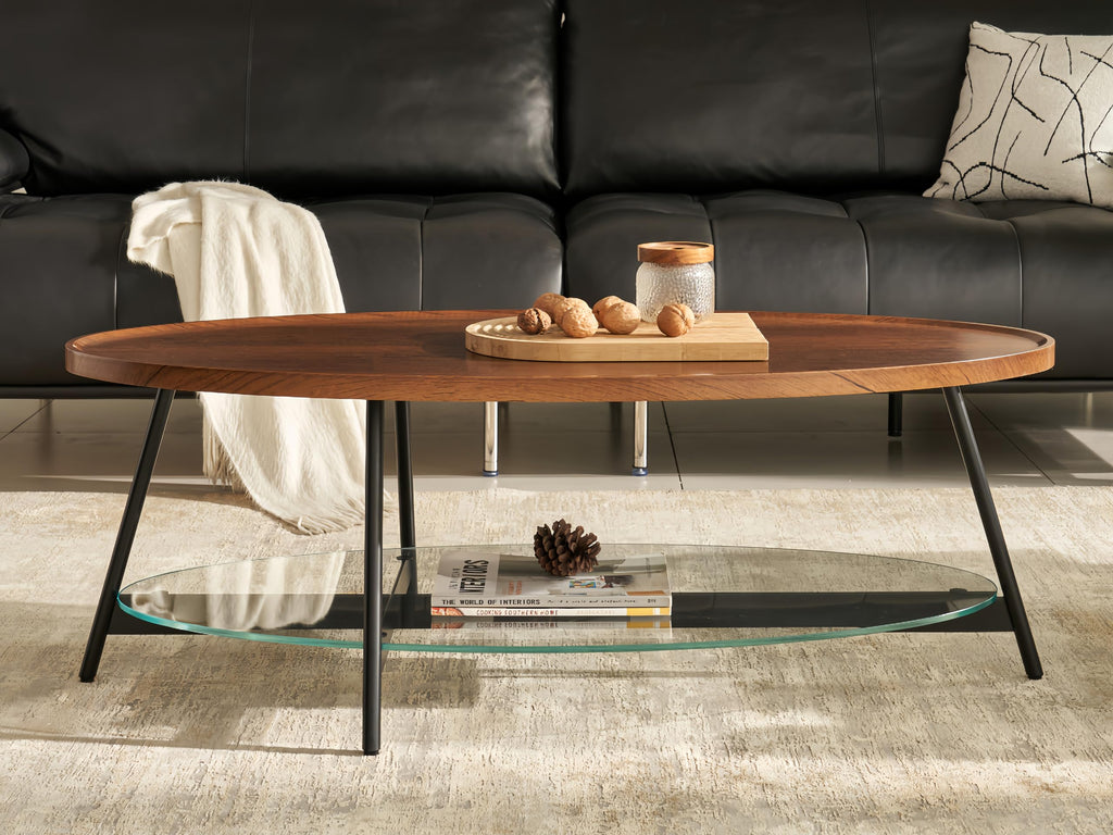 Black Walnut Glass Coffee Table B4328