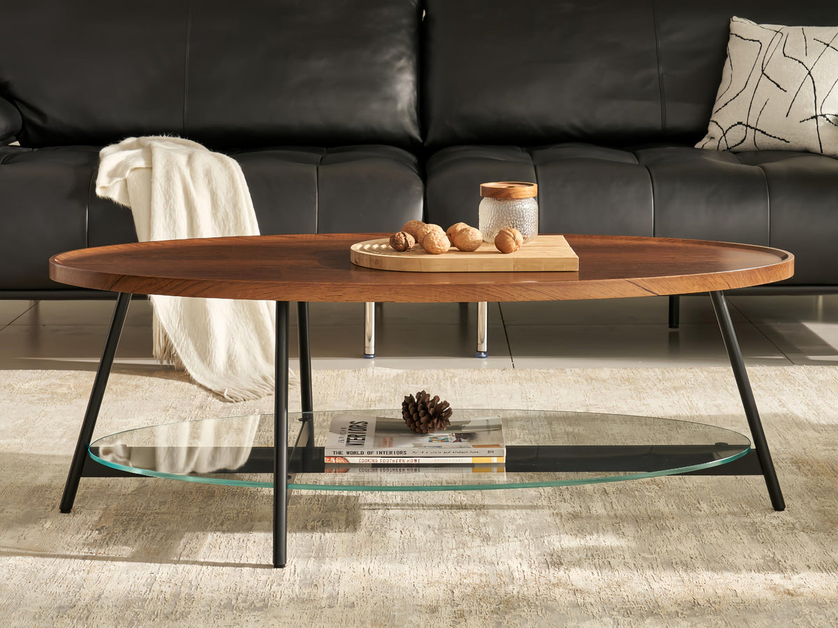 Black Walnut Glass Coffee Table B4328