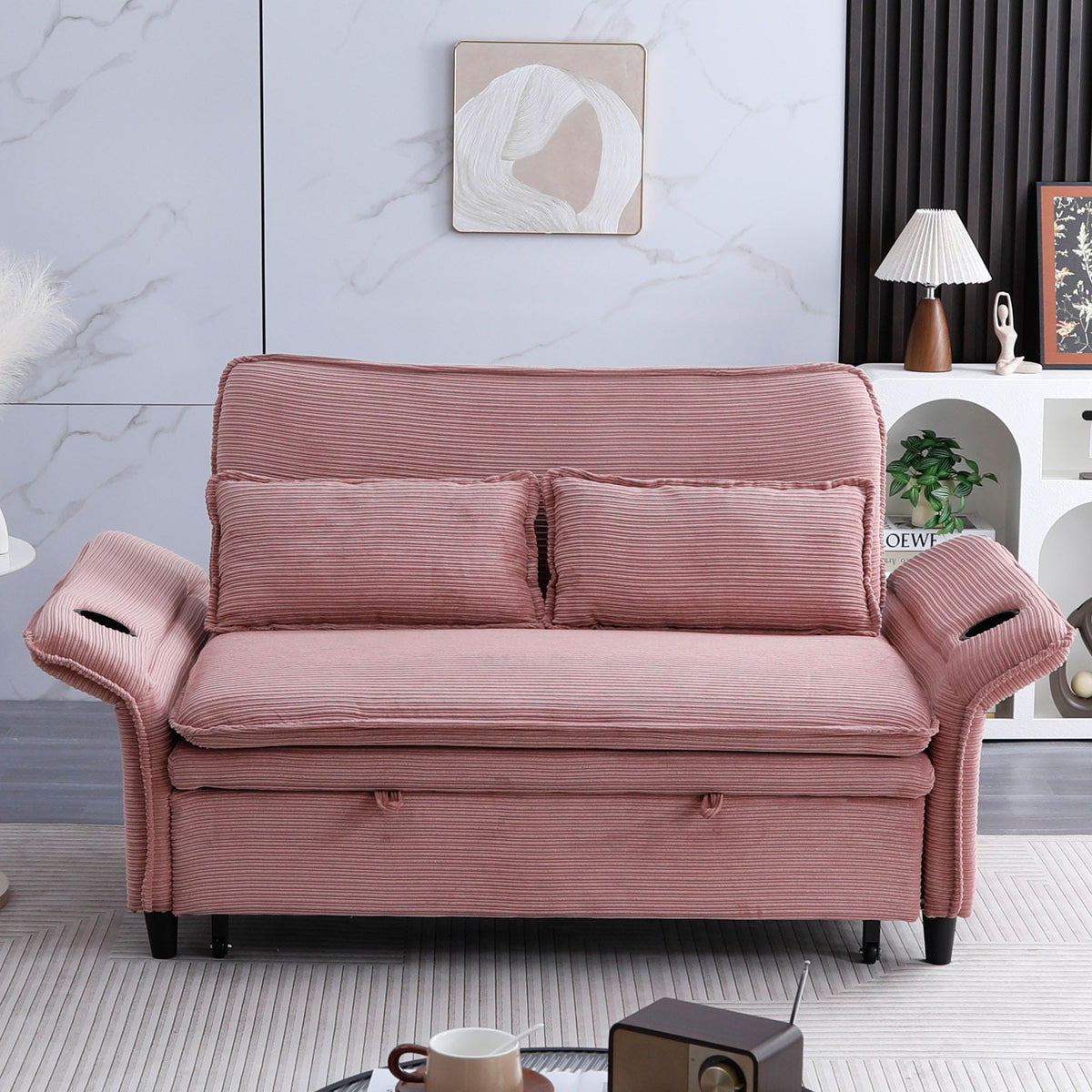 Pink Convertible Sleeper Sofa Bed D853388