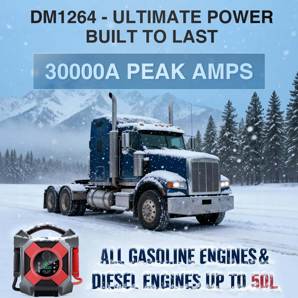 Heavy Duty Truck Jump Starter 30000A Peak 12V Lithium Battery Booster Pack V7991