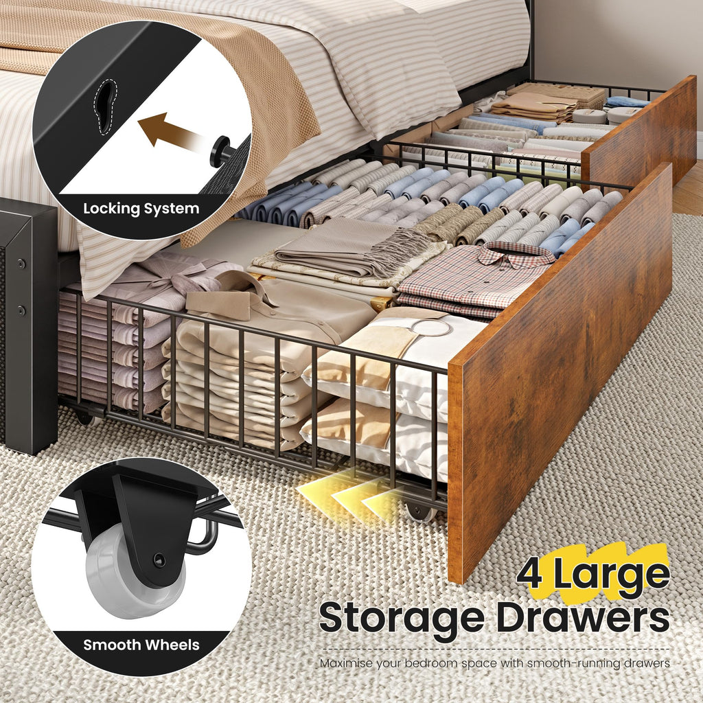 King Size Bed Frame with 4 Drawers M164