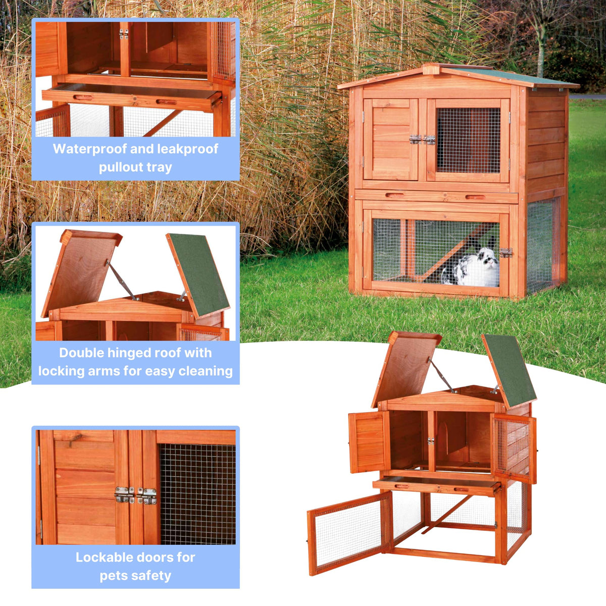Outdoor Rabbit Hutch with Run V56587
