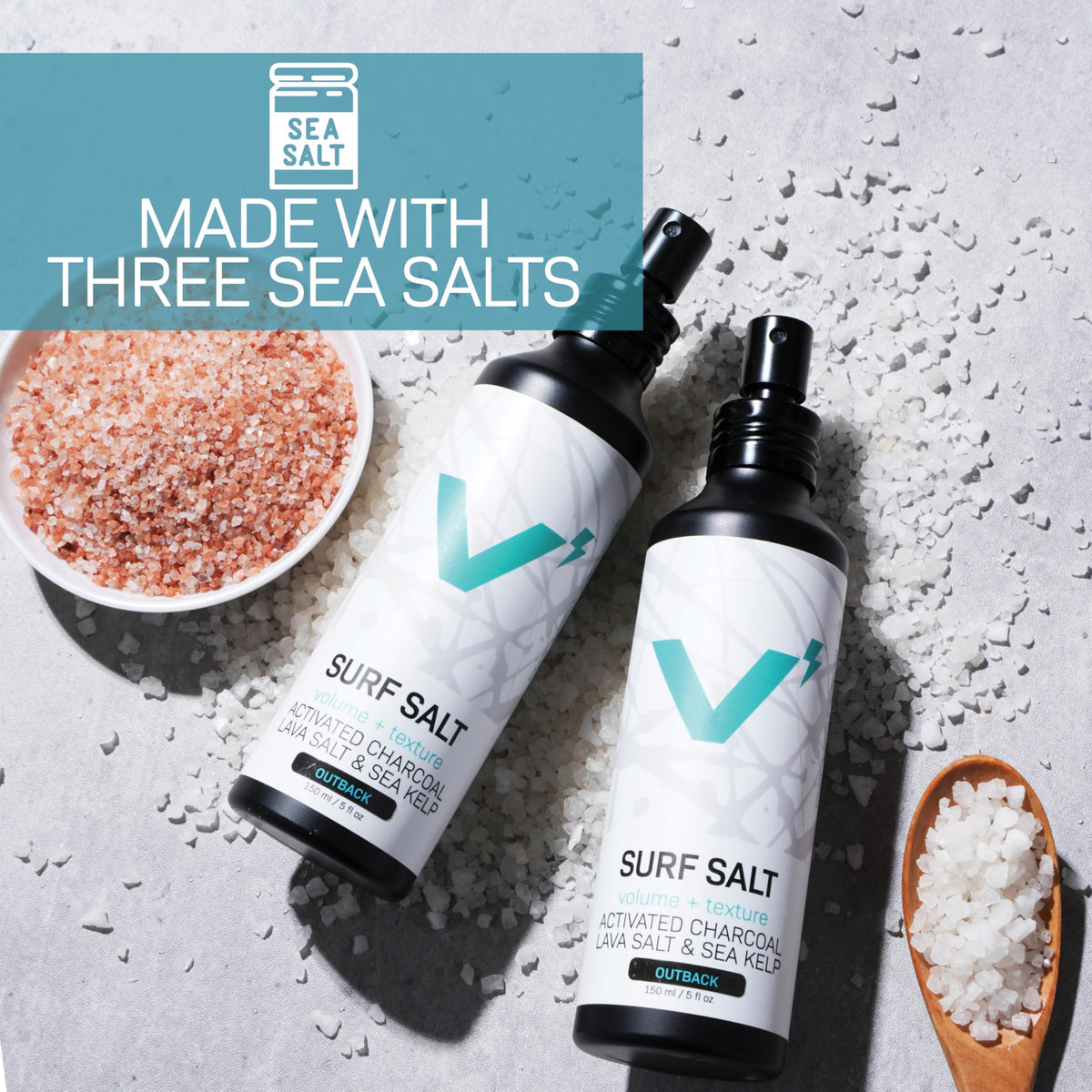 Sea Salt Spray for Men, Hair & Beard Volumizing Texture Spray with Activated Charcoal, Sea Kelp & Green Tea, Fragrance Free Refill, 30 Fl Oz S514046