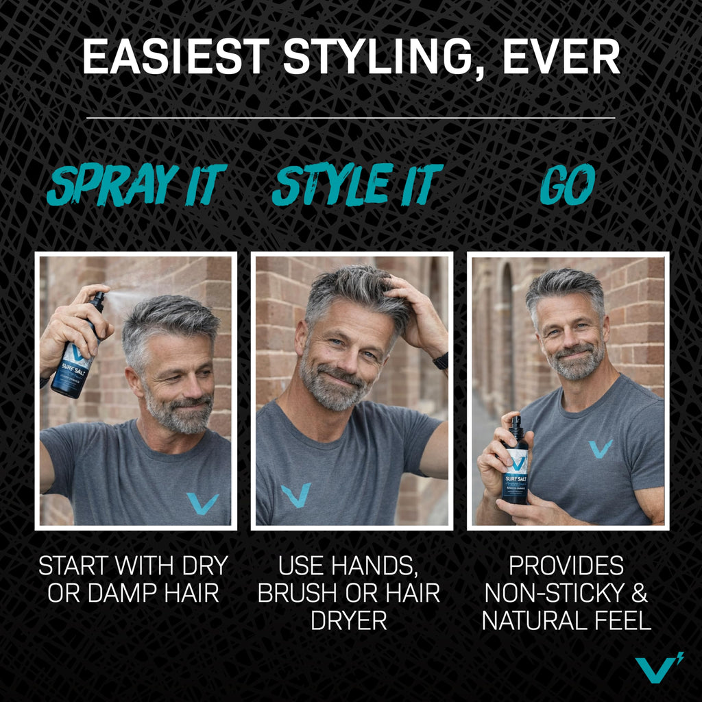 Sea Salt Spray for Men, Hair & Beard Volumizing Texture Spray with Activated Charcoal, Sea Kelp & Green Tea, Fragrance Free Refill, 30 Fl Oz S514046