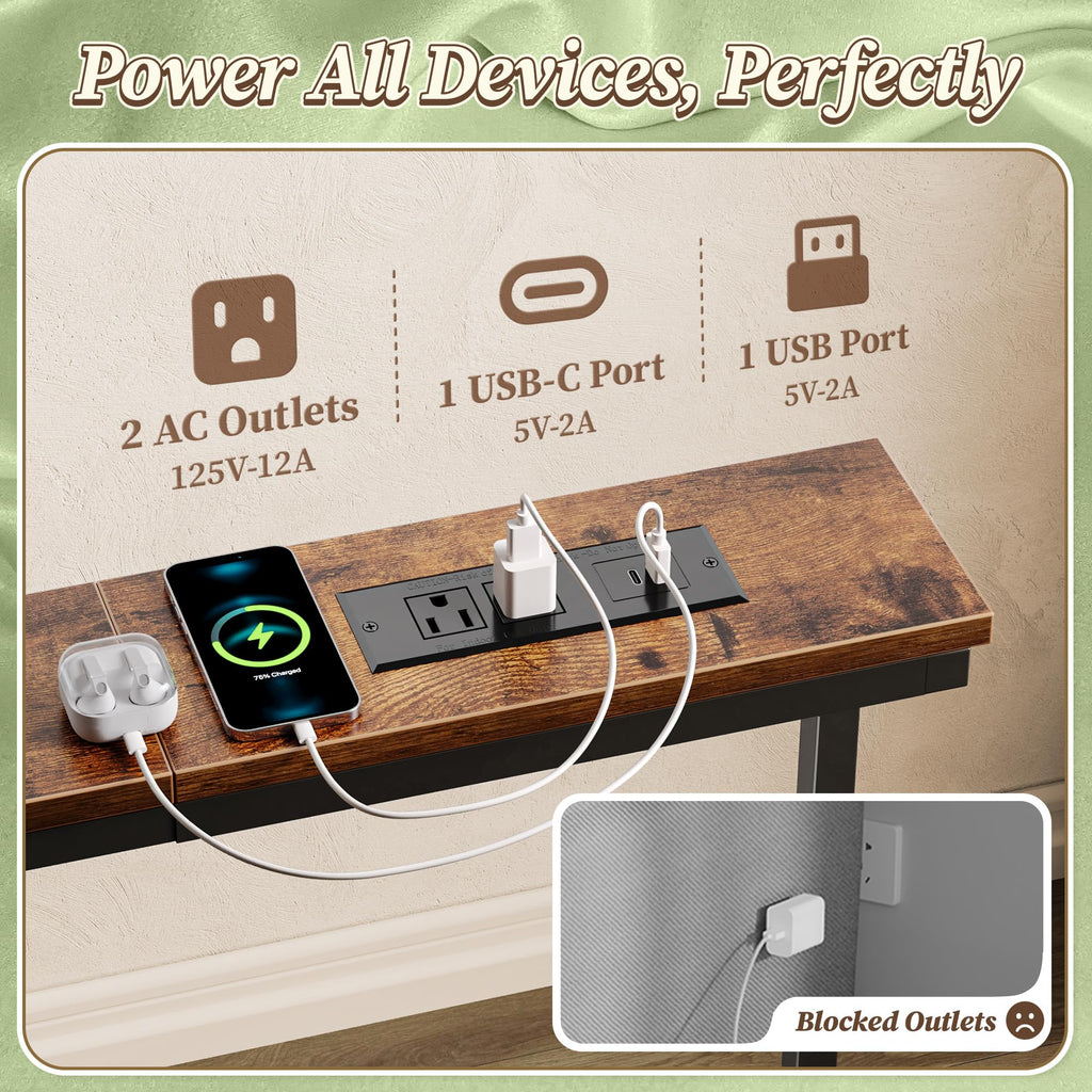 Extendable Behind Couch Table with Outlets K30996