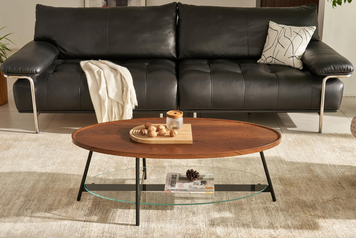 Black Walnut Glass Coffee Table B4328