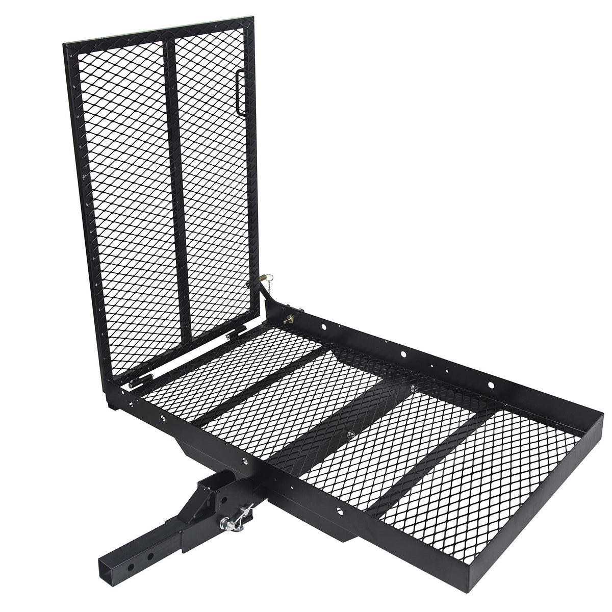 46.2 X 26.8 X 38.7 Inch Foldable Hitch Cargo Carrier with Ramp 500 Lbs H9895