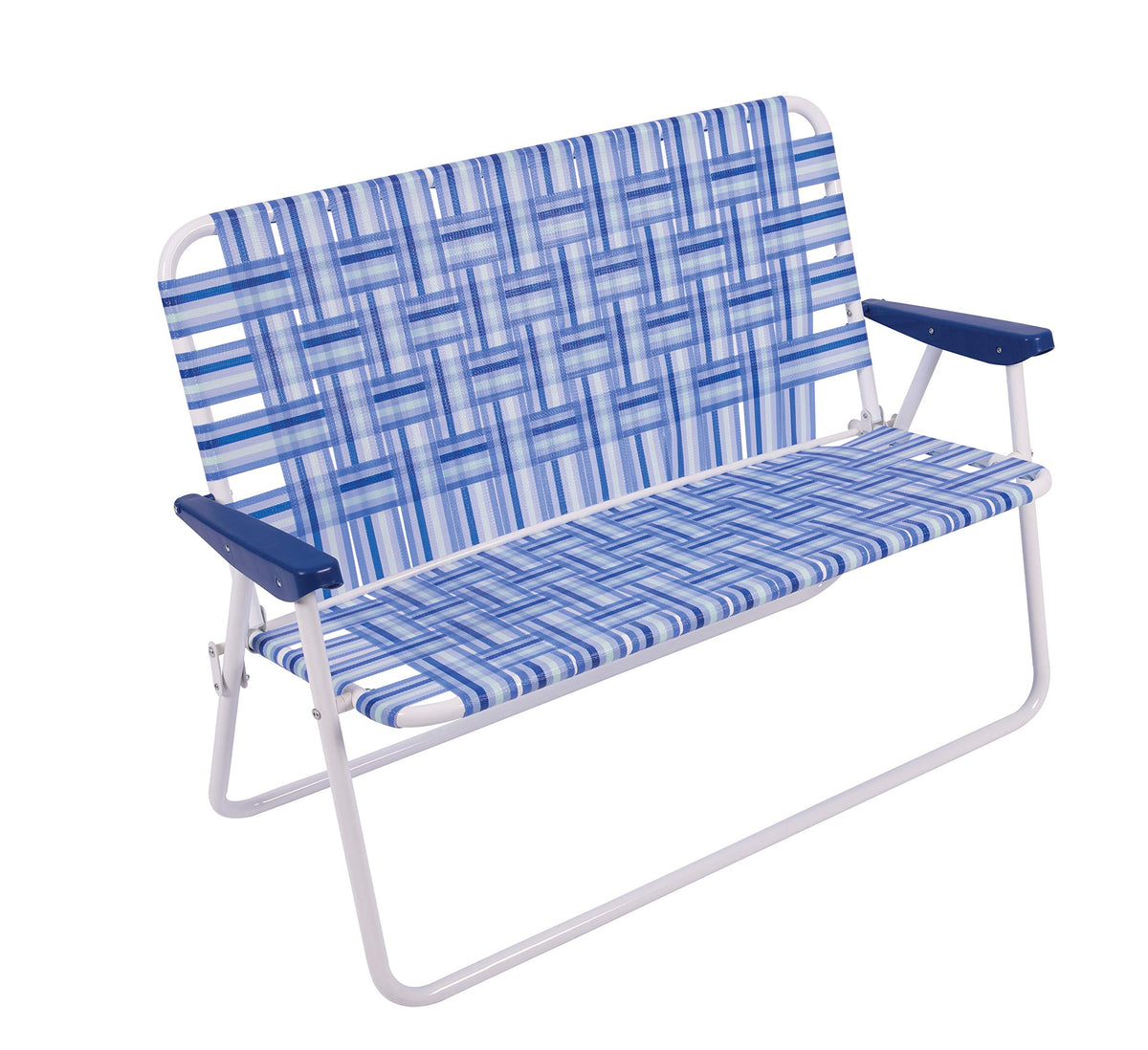 Blue/White Double-Wide Folding Web Lawn Chair R691