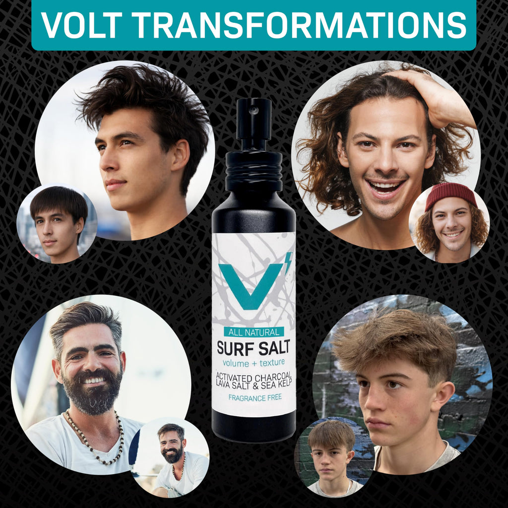 Sea Salt Spray for Men, Hair & Beard Volumizing Texture Spray with Activated Charcoal, Sea Kelp & Green Tea, Fragrance Free Refill, 30 Fl Oz S514046