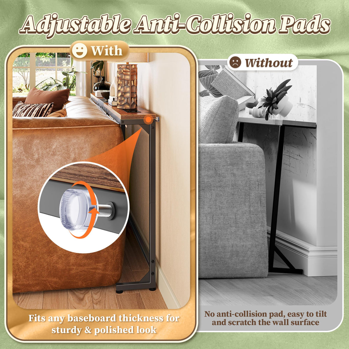 Extendable Behind Couch Table with Outlets K30996