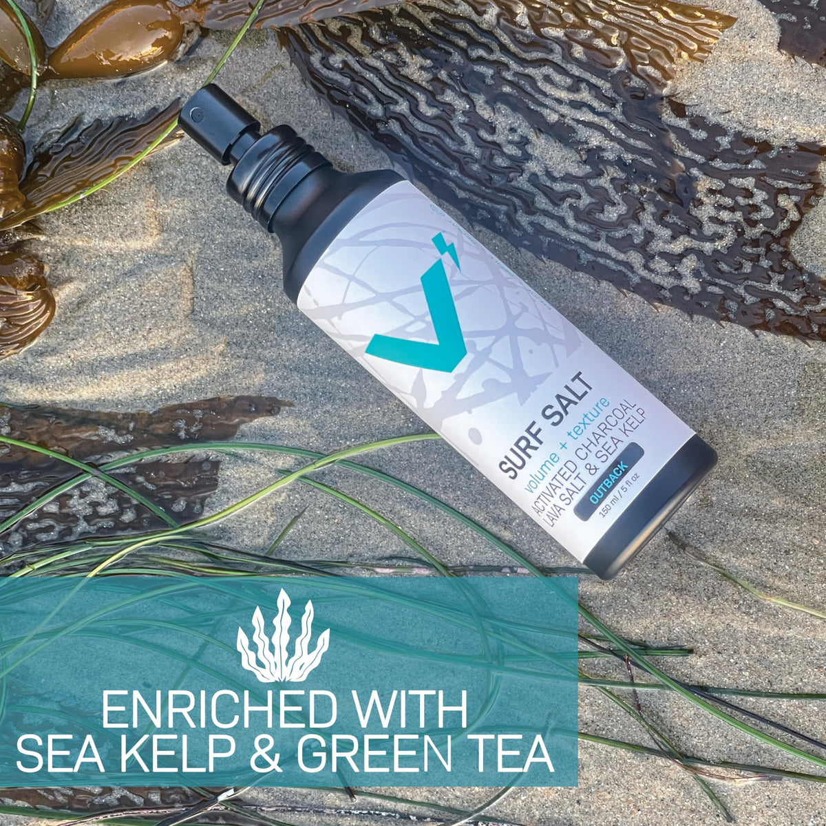Sea Salt Spray for Men, Hair & Beard Volumizing Texture Spray with Activated Charcoal, Sea Kelp & Green Tea, Fragrance Free Refill, 30 Fl Oz S514046