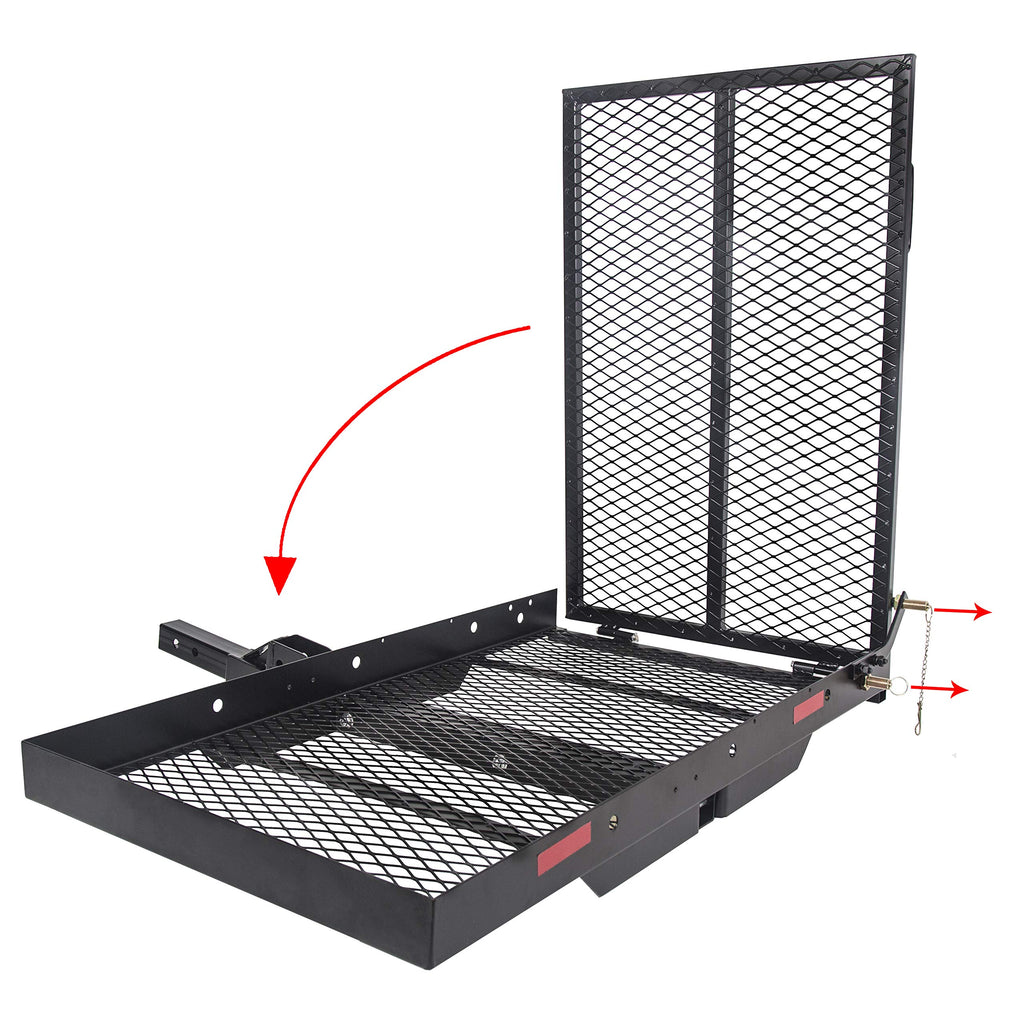 46.2 X 26.8 X 38.7 Inch Foldable Hitch Cargo Carrier with Ramp 500 Lbs H9895
