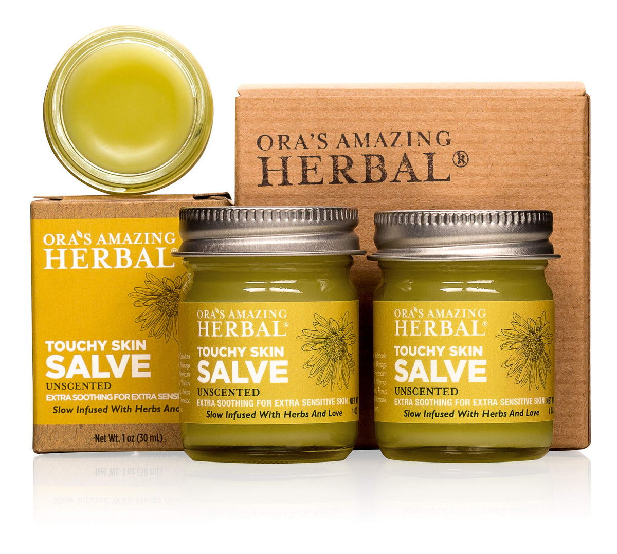 Natural Moisturizing Unscented Calendula Skin Salve, 1 oz 2 Pack W3786
