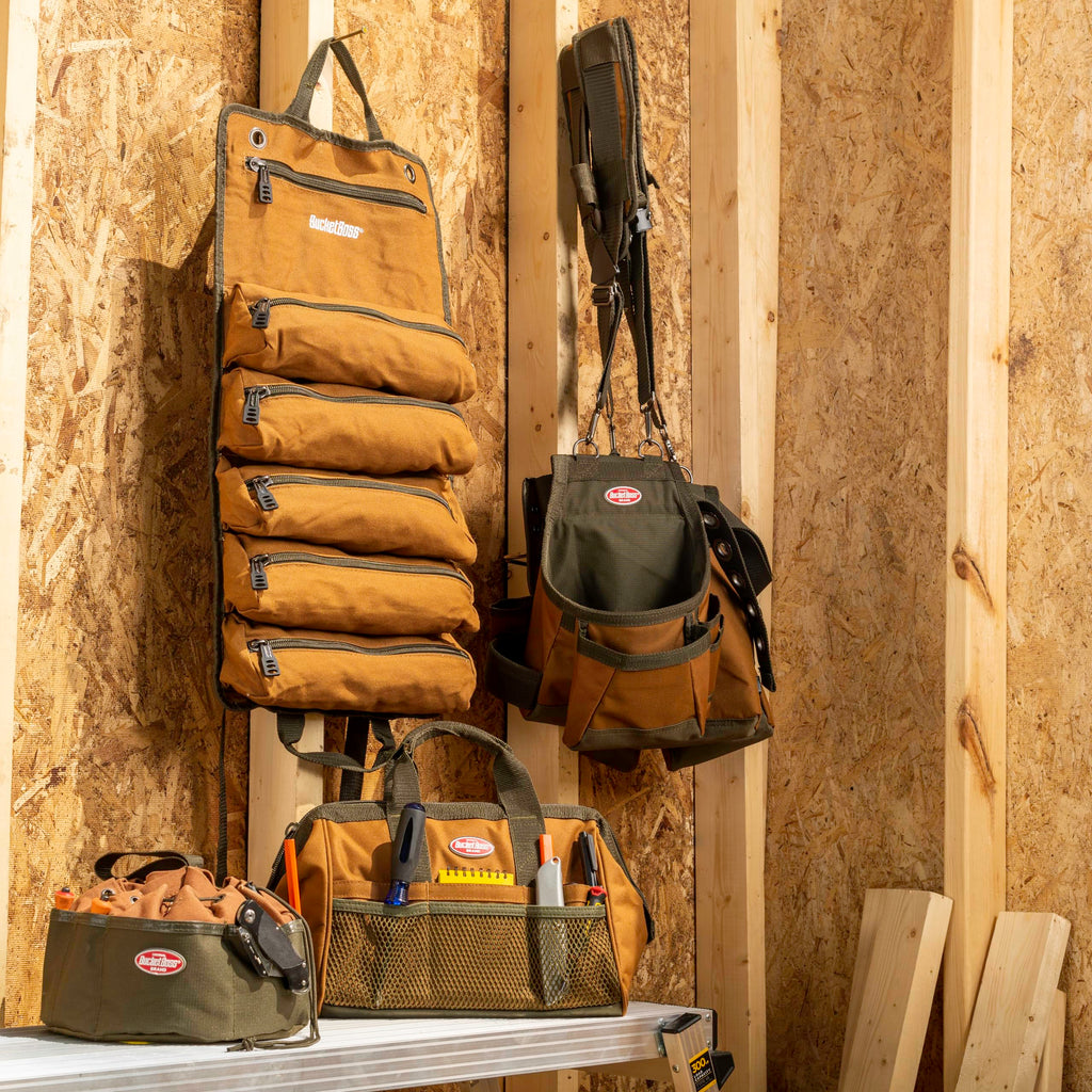 Tool Belt with Suspenders, 12 pockets, Brown, 52 Inch P7576